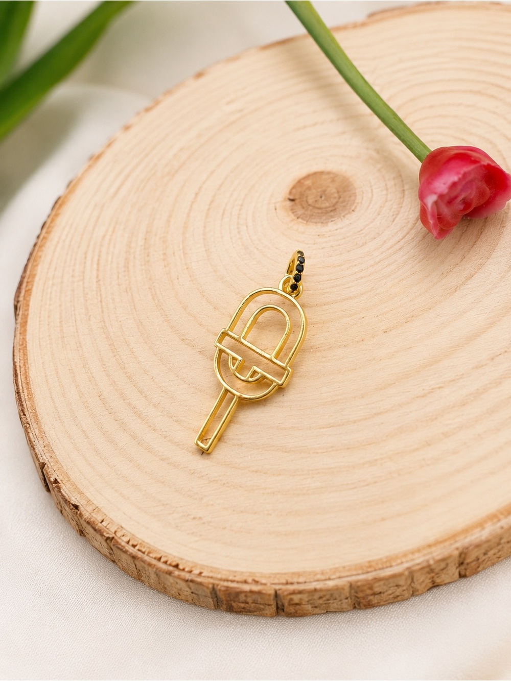 Gold-tone Pendant with Black Accent vermeil